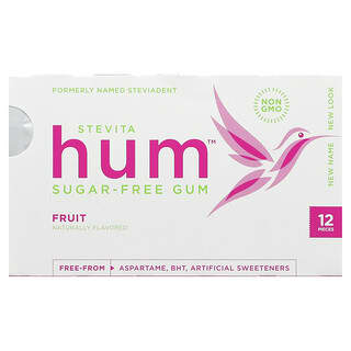 Stevita, Hum, Chewing-gum sans sucre, Fruit, 12 pièces
