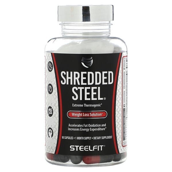 SteelFit, Shreddd 스틸®, 체중 감량 솔루션, 캡슐 90정