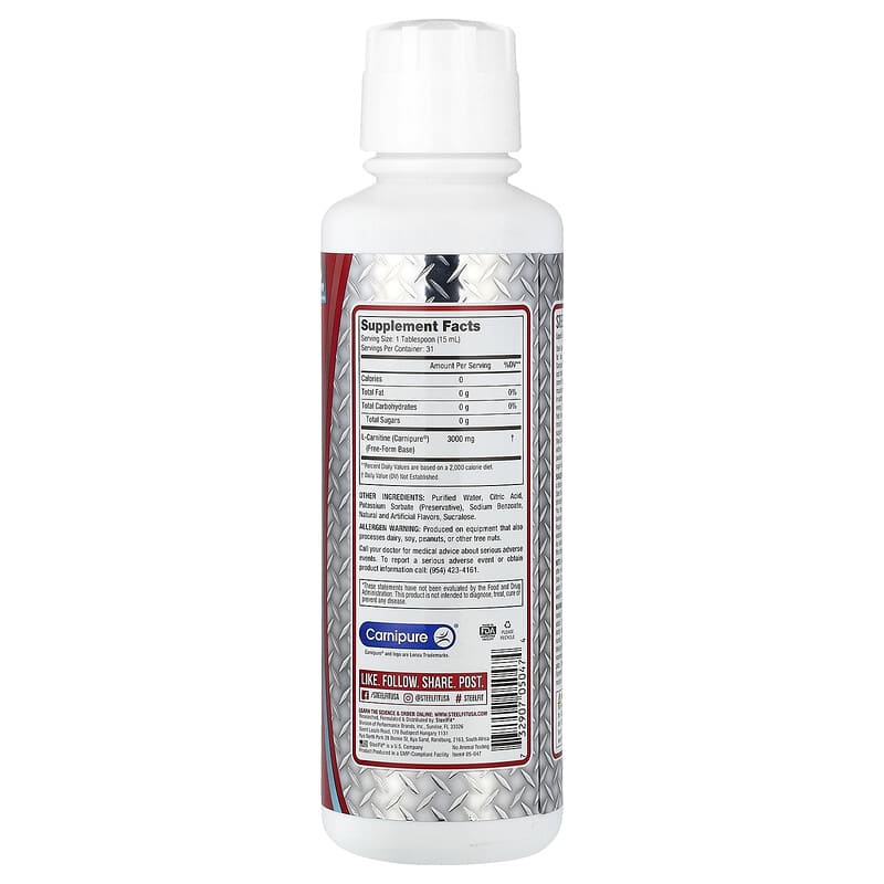 Steel Burn™, Liquid L-Carnitine, Frozen Rocket Pop, 16 oz (473 ml) Steel Burn™, Liquid L-Carnitine, Frozen Rocket Pop, 16 oz (473 ml)