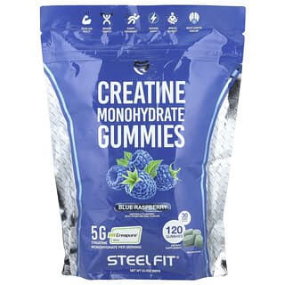 SteelFit, Gomitas con monohidrato de creatina, Frambuesa azul, 120 gomitas