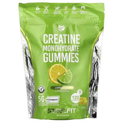 SteelFit, Creatine Monohydrate Gummies, Lemon Lime, 120 Gummies