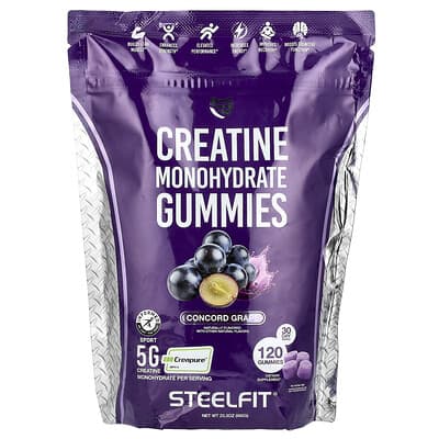 SteelFit, Creatine Monohydrate Gummies, Concord Grape, 120 Gummies