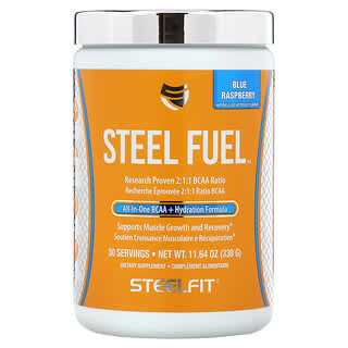 SteelFit, Combustível de Aço, BCAA + Fórmula de Hidratação, Framboesa Azul, 330 g (11,64 oz)