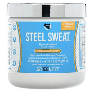 SteelFit, Steel Sweat Catalizador metabólico y energía, Fresa y mango, 150 g (5,29 oz)