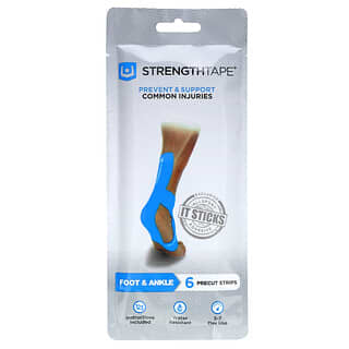 Strengthtape, Kinesiology Tape Kit, Fuß- und Sprunggelenk, 6 vorgeschnittene Streifen