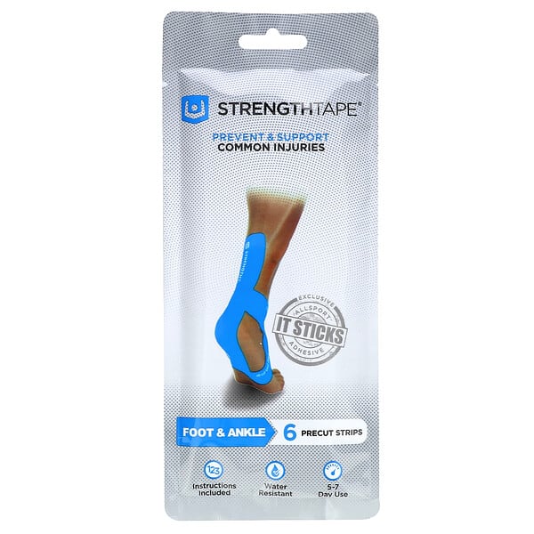 Strengthtape, Kinesiology 테이프 키트, 발 및 발목, 프리컷 스트립 6개