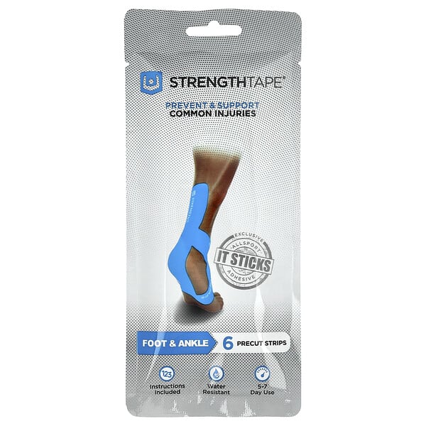 Strengthtape, 機能運動貼布套裝，足部和腳踝，6 條預裁剪條帶
