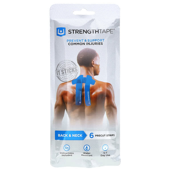 Strengthtape, Kinesiologietapeset, rug en nek, 6 voorgesneden strips