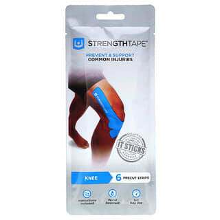Strengthtape‏, Kinesiology Athletic Tape, ברך, 6 רצועות חתוכות מראש