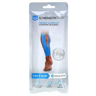 Strengthtape, Kinesiology Tape Kit, Calf & Quad, 6 Precut Strips