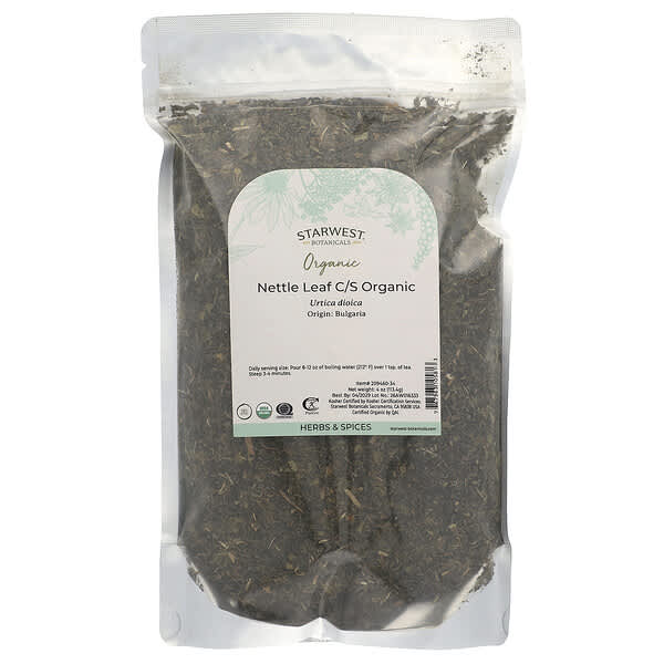 Starwest Botanicals, Folha de Urtiga Orgânica, Cortada e Peneirada, 113,4 g (4 oz)