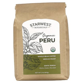 Starwest Botanicals, органический перуанский кофе, Santa Teresa, кофе из цельных зерен, средняя обжарка, 907 г (2 фунта)