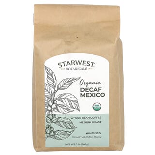 Starwest Botanicals, органический кофе без кофеина, мексиканский кофе, цельные зерна, средняя обжарка, 907 г (2 фунта)