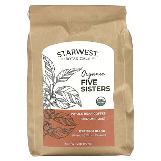 Starwest Botanicals, органический кофе в зернах, средняя обжарка, 907 г (2 фунта)