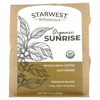Starwest Botanicals, органический кофе Sunrise, смесь премиального качества, цельные зерна, легкая обжарка, 283 г (10 унций)