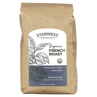 Starwest Botanicals, органический кофе французской обжарки, премиальная смесь, цельные зерна, темная обжарка, 907 г (2 фунта)