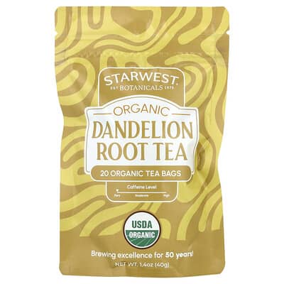 Starwest Botanicals, Organic Dandelion Root Tea, 20 Tea Bags, 1.4 oz (40 g)