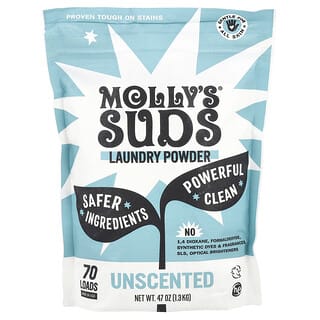 Molly's Suds, Detergente en polvo, Ultra concentrado, Sin perfume, 70 cargas, 1.33 kg (47 oz)