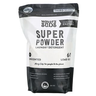 Molly's Suds, Super detergente en polvo para la ropa, sin fragancia, 60 lavados, 60 oz