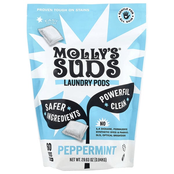 Molly's Suds, 洗衣凝珠，薄荷味，60 粒，29.63 盎司（0.84 千克）
