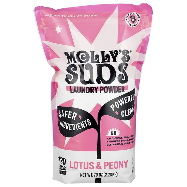 Molly's Suds, Tvättpulver, lotus och pion, 79 oz (2.23 kg)