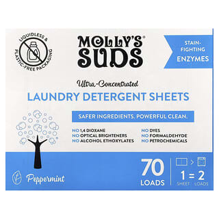 Molly's Suds, Super skoncentrowane chusteczki do prania, miętowe, 35 chusteczki