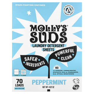 Molly's Suds, Foi de detergent de rufe, ultra-concentrat, mentă, 35 de foi