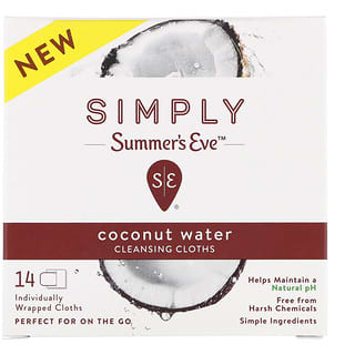 Summer's Eve, Simply, Cleansing Cloths, Coconut Water, 14 Individually Wrapped Cloths