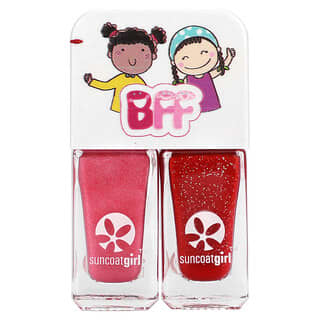 SuncoatGirl, Beauties Nail Polish Duo Set, Cherry Red and Gold Glitter, 2 Piece Set