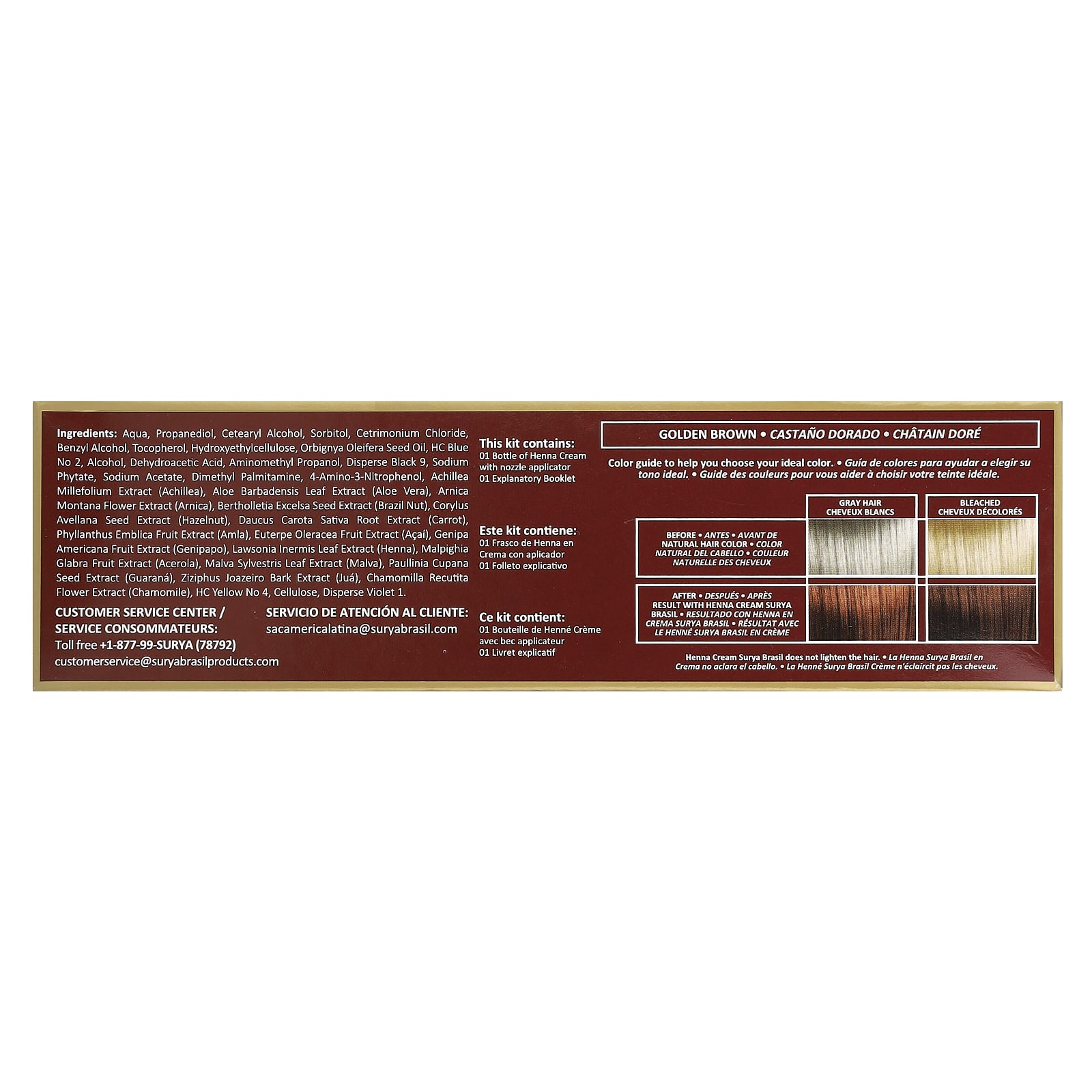 Surya Brasil, Henna Cream, SemiPermanent Vegan Hair Dye For Gray