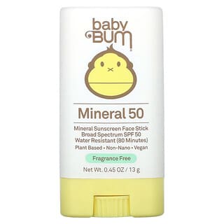 Sun Bum, Protetor Solar Mineral em Bastão, FPS 50, Sem Perfume, 13 g (0,45 oz)