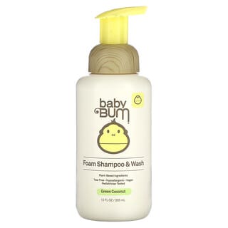 Sun Bum, 嬰兒，泡沫洗髮水和洗面乳，綠椰子，12 液量盎司（355 毫升）