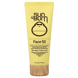Sun Bum, Loción facial con protector solar prémium, FPS 50, Sin fragancia, 88 ml (3 oz. Líq.)