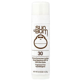 Sun Bum, Bálsamo labial con protección solar mineral, FPS 30, Sin fragancia, 4,25 g (0,15 oz)