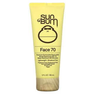 Sun Bum, 優質抗曬面部乳液，SPF 70，無香，3 液量盎司（88 毫升）