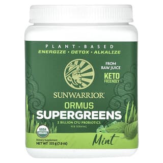 Sunwarrior, Ormus Supergreens, суперзелень, с мятой, 225 г (7,9 унции)