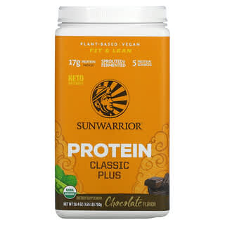 Sunwarrior, Protein Classic Plus，植物鹽基，巧克力，1.65 磅（750 克）
