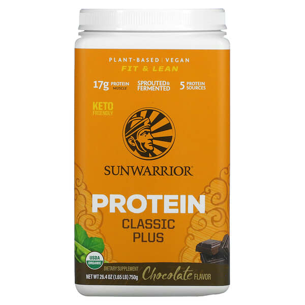 Sunwarrior, Protein Classic Plus，巧克力，1.65 磅（750 克）