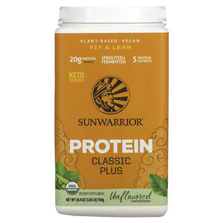 Sunwarrior, Classic Plus Protein, Plant Based, Unflavored, 1.65 lb (750 g)