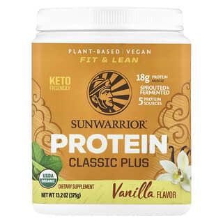 Sunwarrior, Protein Classic Plus，植物基，香草味，13.2 盎司（375 克）