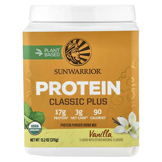 Sunwarrior, 프로틴 클래식 플러스, 식물 기반, 천연, 375g(13.2oz)