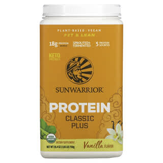 Sunwarrior, Proteína Classic Plus, À Base de Plantas Orgânicas, Baunilha, 750 g (1,65 lb)