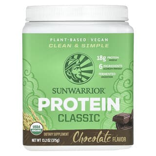 Sunwarrior, Plant-Based, Classic Protein, pflanzliches, klassisches Protein, Schokolade, 375 g (13,2 oz.)