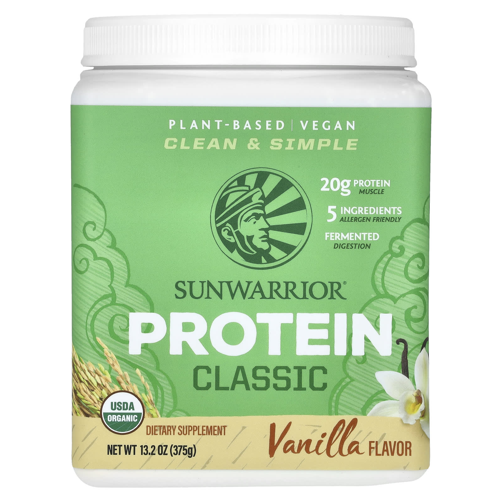 Sunwarrior, Proteína Clássica, Baunilha, 375 g (13,2 oz)