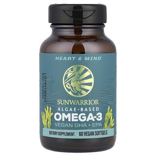 Sunwarrior, Omega-3, DHA y EPA veganos, 60 cápsulas blandas veganas