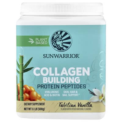Sunwarrior, Plant-Based Collagen Structural Peptides, Tahitian Vanilla, 1.1 lb (500 g)