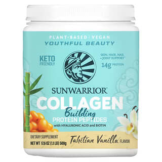 Sunwarrior, Collagen Building Protein Peptides, With Hyaluronic Acid and Biotin, Tahitian Vanilla, 1.1 lb (500 g)