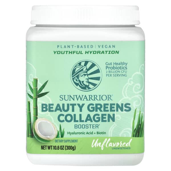 Sunwarrior Beauty Greens Collagen Booster, Unflavored, 10.6 oz (300 g)