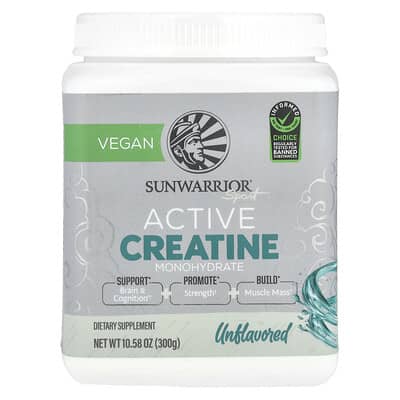 Sunwarrior, Sports, Active Creatine Monohydrate, Unflavored, 10.58 oz (300 g)