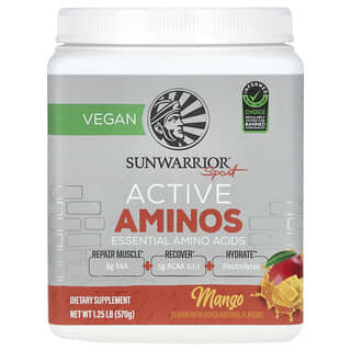 Sunwarrior, Спорт, активни аминокиселини, манго, 1,25 фунта (570 г)
